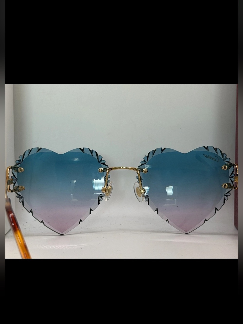 BeautifulCartier CT0092O Custom Heart Gradient Rimless Sunglasses orig. box case - Picture 9 of 9